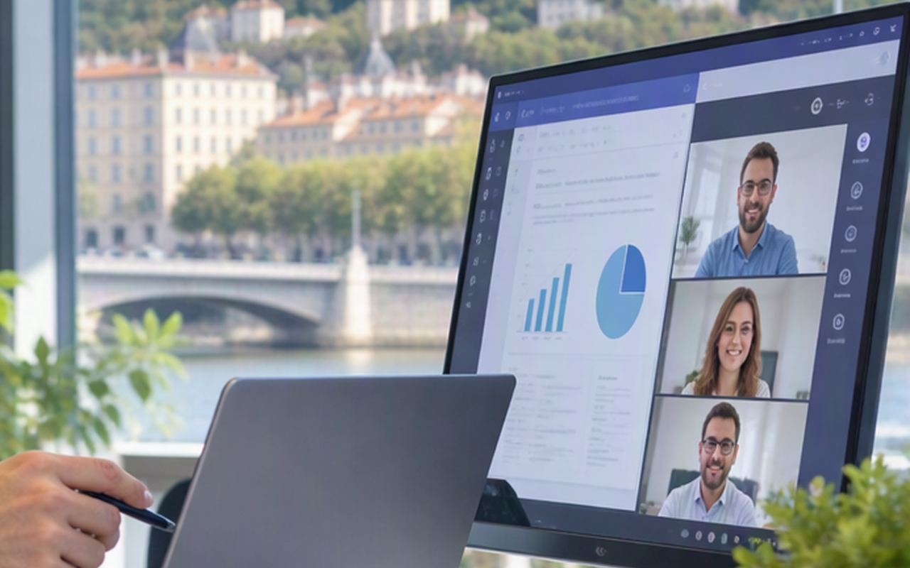 Réunion Microsoft Teams sur un écran de bureau